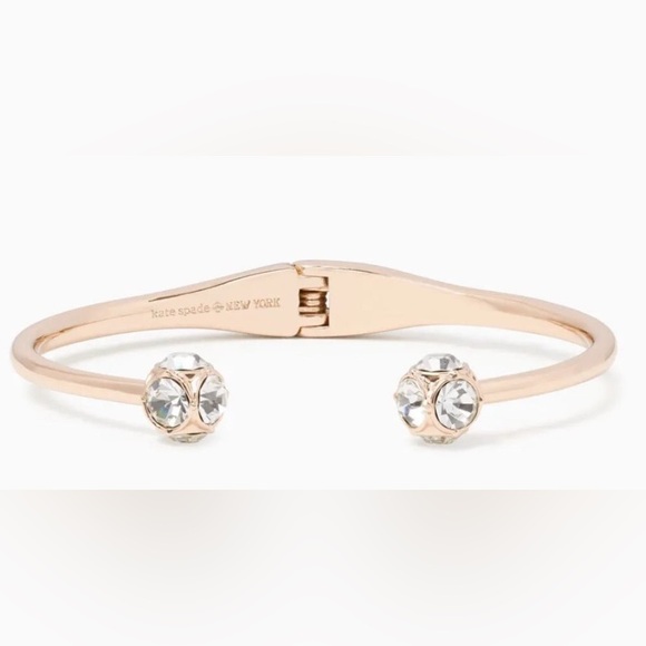 Kate Spade Lady Marmalade Rose Gold CZ Hinged Cuff Bracelet W/ Pouch - Picture 2 of 5